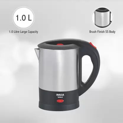 Inalsa Select Electric Kettle (1 L, Silver, Black) Inalsa Select Electric Kettle (1 L, Silver, Black)